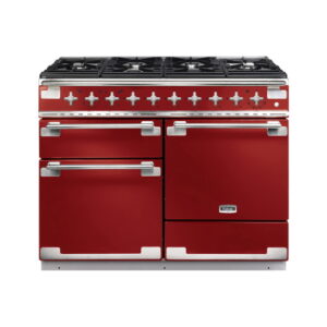 Falcon 110cm Elise 6 Burner Dual Fuel Cooker - Cherry Red/Nickel