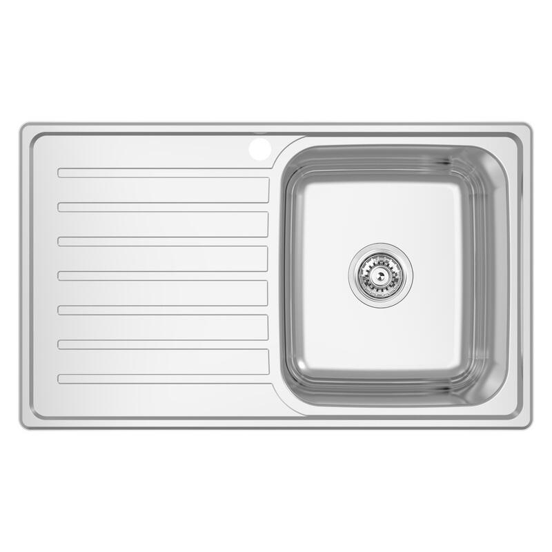 ABEY Inset Single R/H Bowl + Drainer Stainless Steel