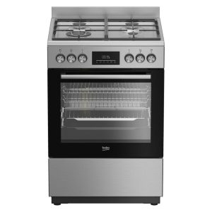 Beko 60cm Freestanding Upright Dual Fuel Cooker - Stainless Steel