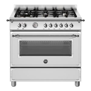 Bertazzoni 90cm Heritage Series Dual Fuel Cooker - Stainless Steel/ Chrome
