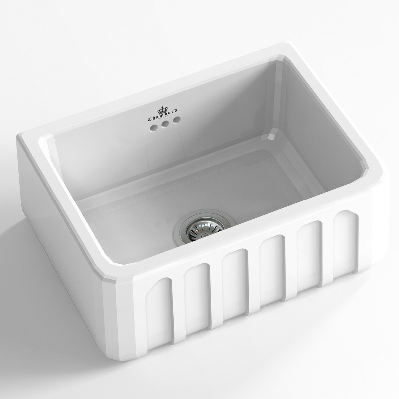 CHAMBORD Fluted Single Bowl 595X480X220 White
