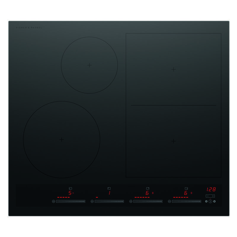 Fisher & Paykel 60cm 4 Zone Induction Cooktop: Smart Zone Low Current - Black (Series 7)