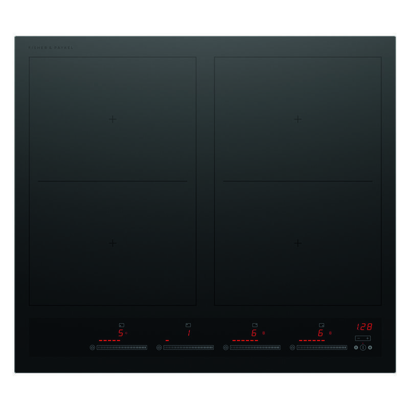 Fisher & Paykel 60cm 4 Zone Induction Cooktop: 2 Smart Zones - Black (Series 7)