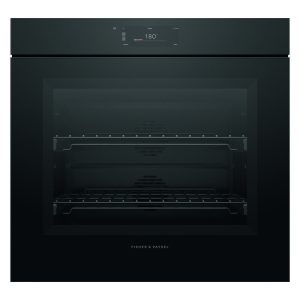 Fisher & Paykel 76cm Minial Handleless Pyrolytic Oven - Black Glass (Series 9)