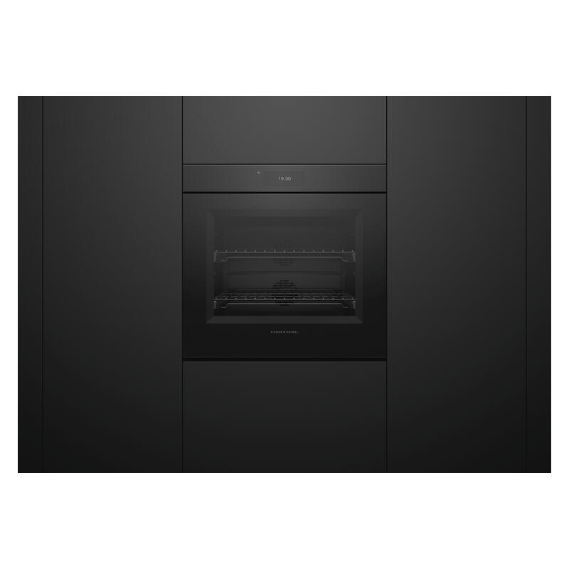 Fisher & Paykel 76cm Minial Handleless Pyrolytic Oven - Black Glass (Series 9) - Image 3