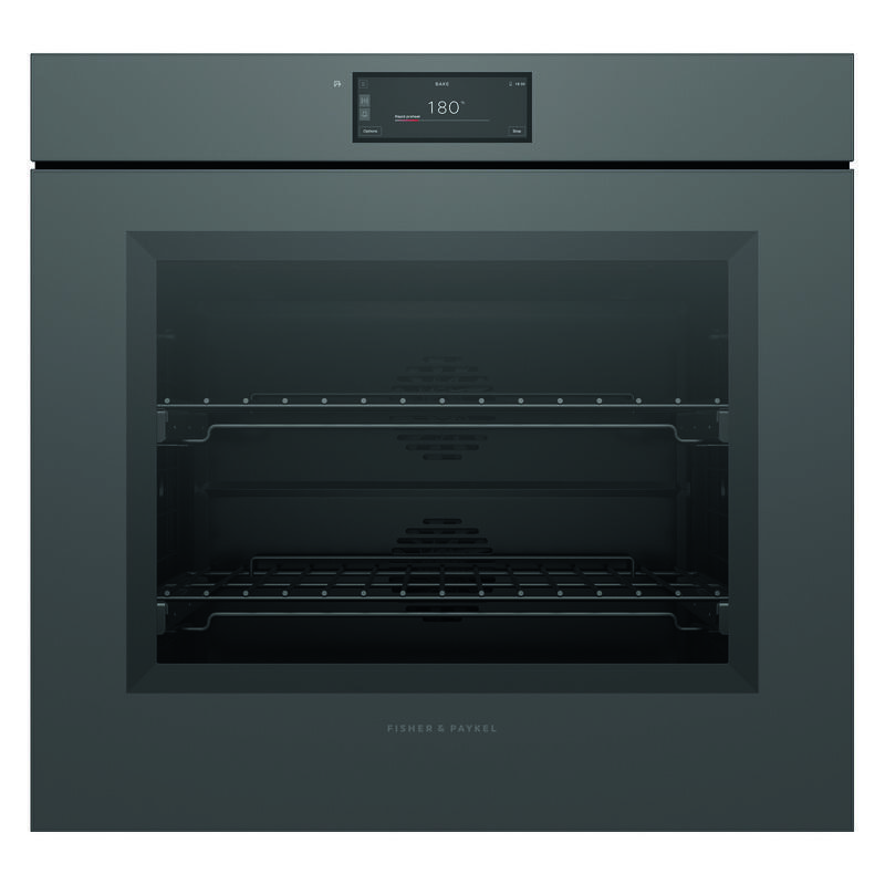 Fisher & Paykel 76cm Minimal Handleless Pyrolytic Oven - Grey Glass (Series 9)