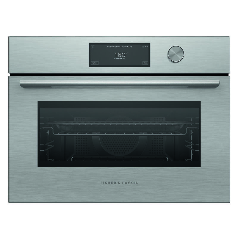 Fisher & Paykel 60cm Contemporary Compact Combi-Microwave Oven - Brushed Silver Glass (Series 9)