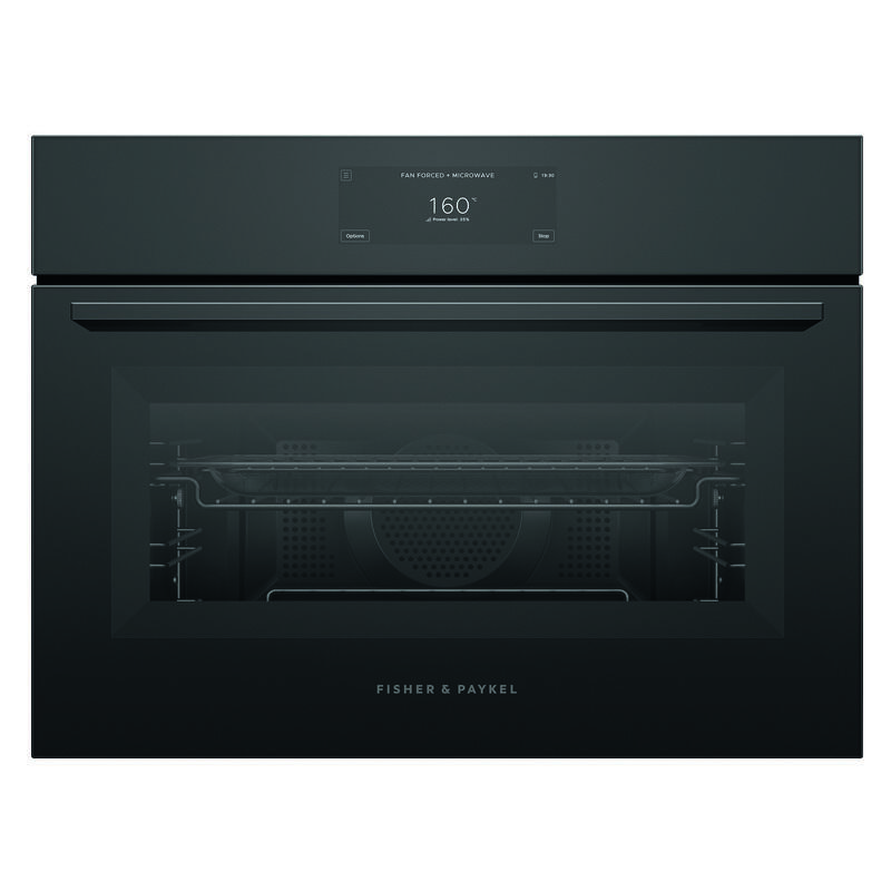 Fisher & Paykel 60cm Minimal Compact Combi-Microwave Oven - Black Glass (Series 9)
