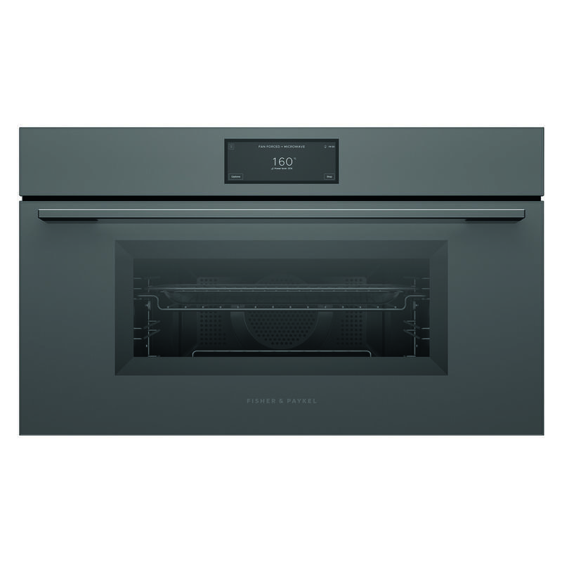 Fisher & Paykel 76cm Minimal Compact Combi-Microwave Oven - Grey Glass (Series 9)