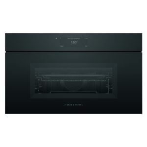 Fisher & Paykel 76cm Minimal Handleless Compact Combi-Microwave Oven - Black Glass (Series 9)