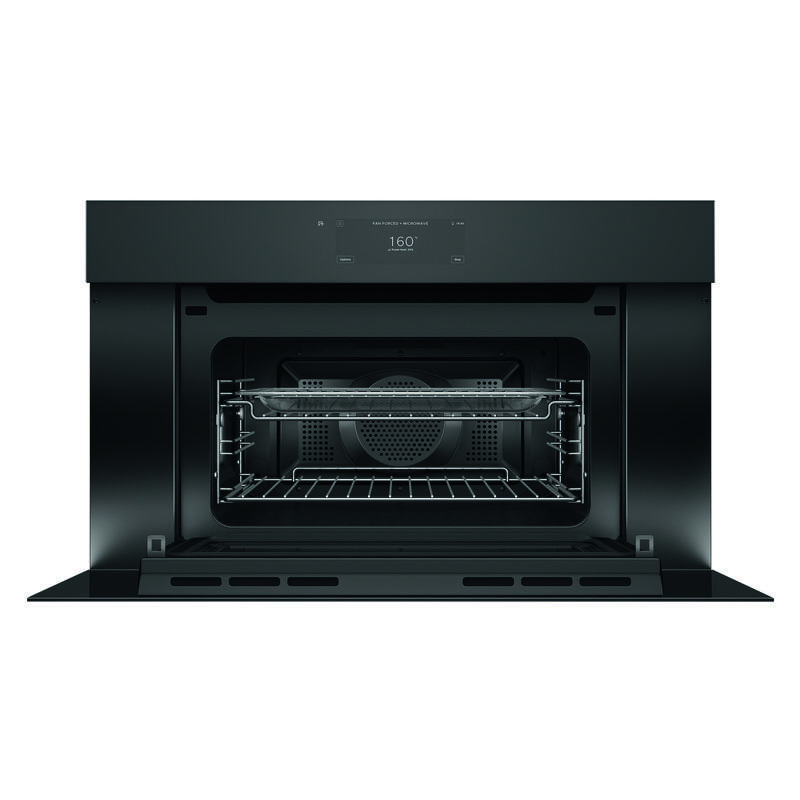 Fisher & Paykel 76cm Minimal Handleless Compact Combi-Microwave Oven - Black Glass (Series 9) - Image 2