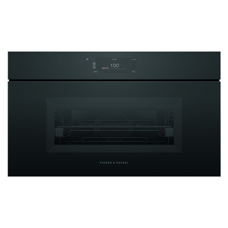 Fisher & Paykel S9 Minimal Handleless Compact Combi-Steam Oven Black Glass 76CM