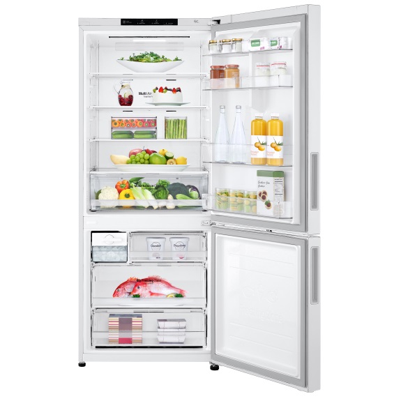 LG 420L Bottom Mount Fridge Freezer - White - Image 2
