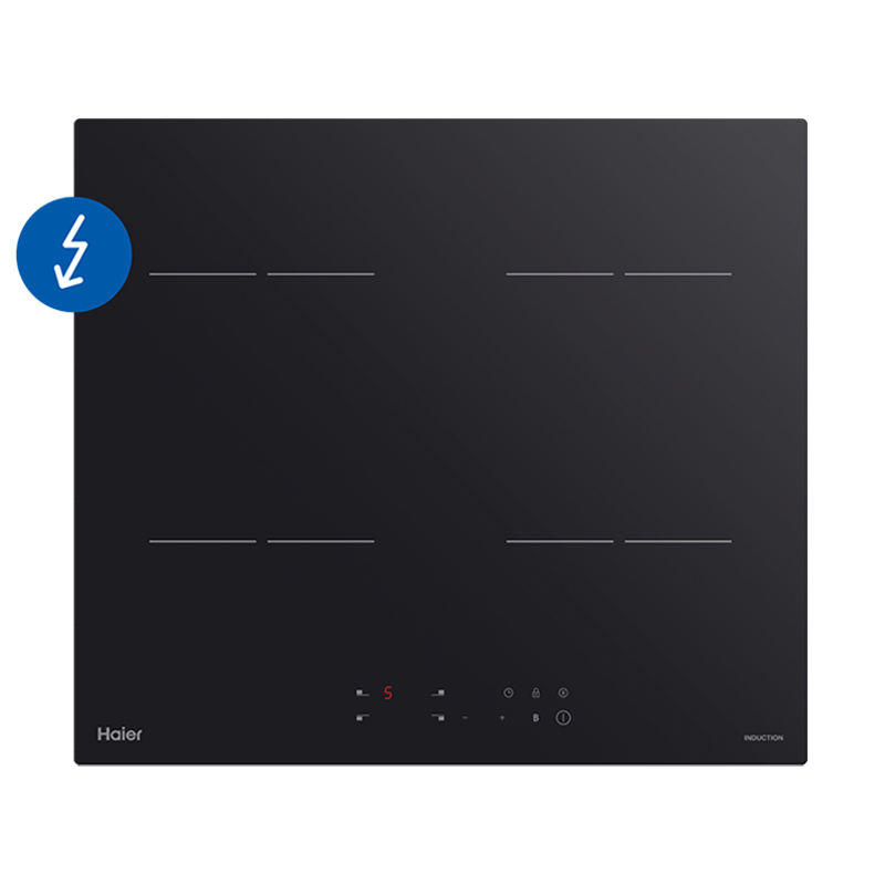 Haier 60cm 4-Zone Induction Cooktop with Low Current - Black Glass (300 Series) - Image 3