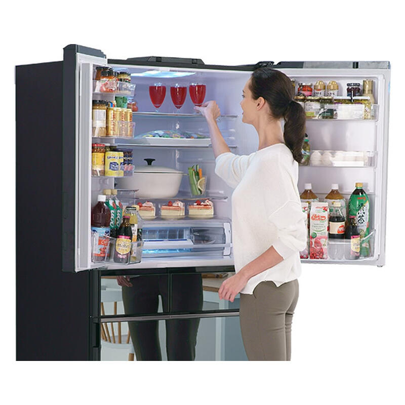 Hitachi 735L Multi-Drawer Fridge Freezer Mirror Grey Glass - Image 3