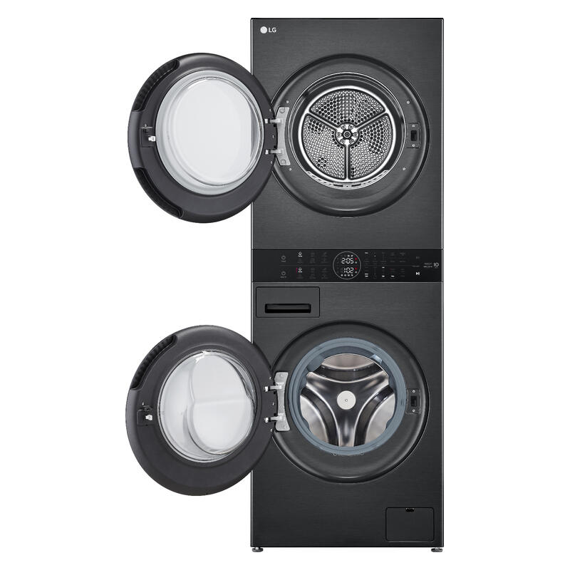 LG 12kg + 10kg Smart AI WashTower All-In-One Stacked Washer Dryer Combo - Black - Image 2