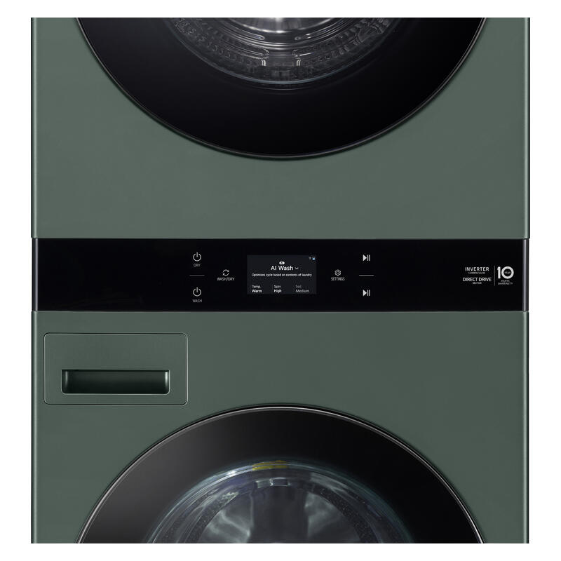 LG 19kg + 10kg Smart AI WashTower All-In-One Stacked Washer Dryer Combo - Forest Green - Image 3