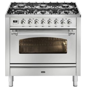 ILVE Nostalgie Freestanding Cooker Gloss Black Chrome 90cm