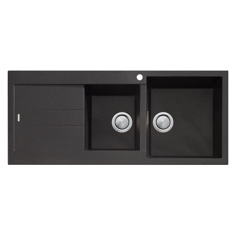 Oliveri 1 & 3/4 Bowl Topmount Sink with Drainer - Santorini Black