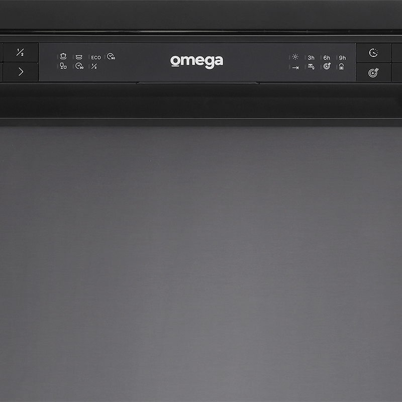Omega 60cm Freestanding Dishwasher - Black Stainless Steel - Image 2