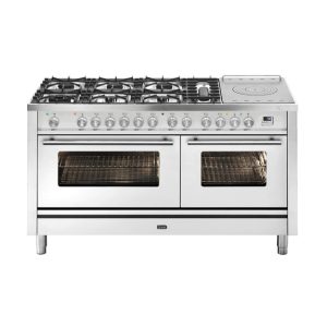 ILVE Professional Plus Freestanding Dbl Cooker Gloss Black Milano 150cm