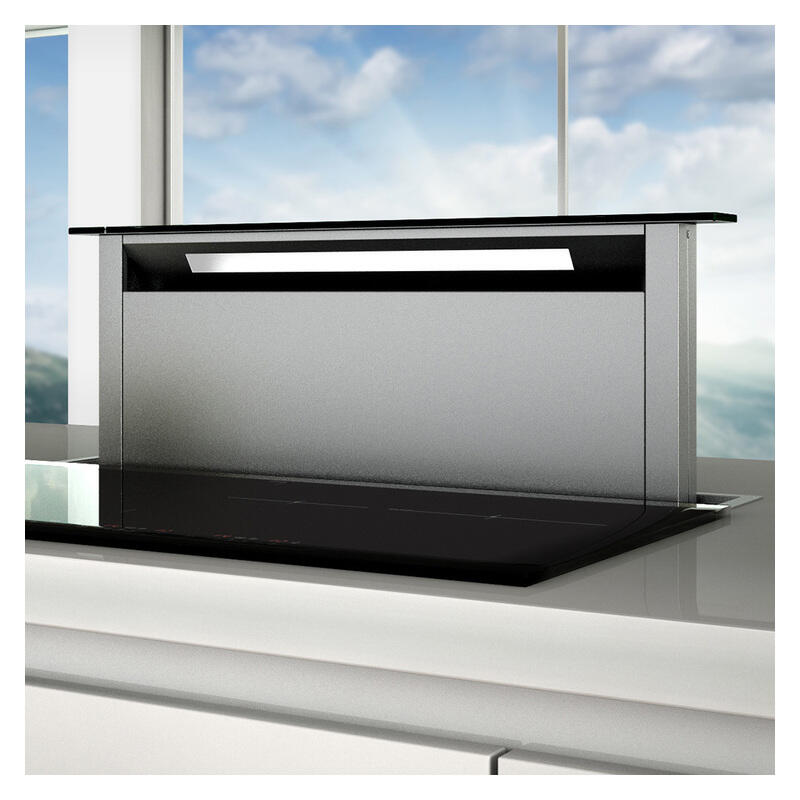 Sirius 118cm Valentina Downdraft Rangehood Black Glass Fascia