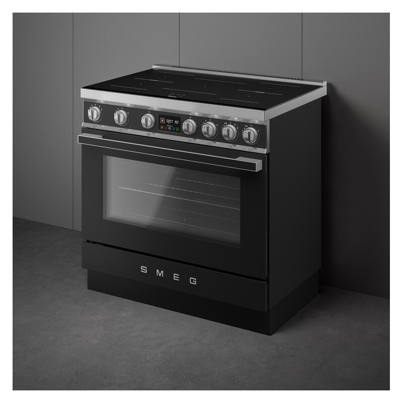 Smeg 90cm Portofino Induction Pyrolytic Freestanding Oven - Anthracite - Image 2
